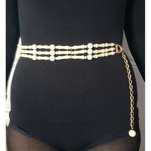 Vintage‎ White Beaded Belt